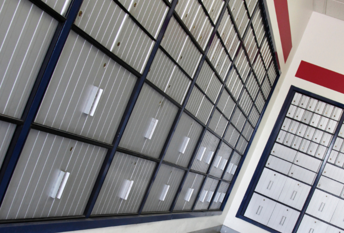 mailboxes at a post office