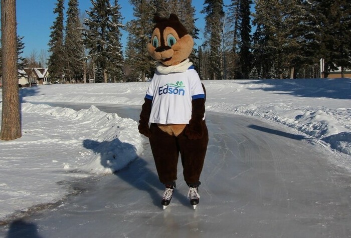 Eddie the Squirel Mascot on skates